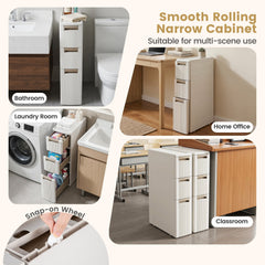 3-Tier Narrow Storage Cabinet, Slim Rolling Cart with 3 Drawers and 2 Removable Dividers-S