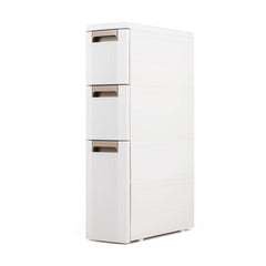 3-Tier Narrow Storage Cabinet, Slim Rolling Cart with 3 Drawers and 2 Removable Dividers-S