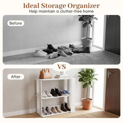 3-Tier Shoe Rack Modern Shoe Organizer with Stackable Design-White
