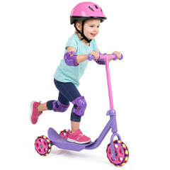 3 Wheels Scooter for Kids Age 2+ with LED Light-Up Wheels and Wide Anti-Slip Deck-Purple