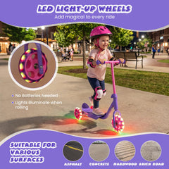 3 Wheels Scooter for Kids Age 2+ with LED Light-Up Wheels and Wide Anti-Slip Deck-Purple
