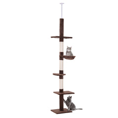 8.5ft Cat Climbing Tree 5-Tier Kitty Activity Center with Scratching Post Brown and White
