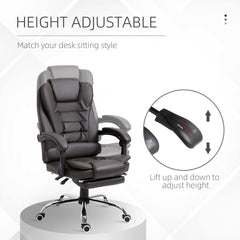 Ergonomic Office Chair with Back Support, PU leather Executive Office Chair with High Back, Retractable Footrest, Black