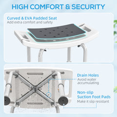 Height Adjustable Shower Chair Padded Bath Seat for Senior