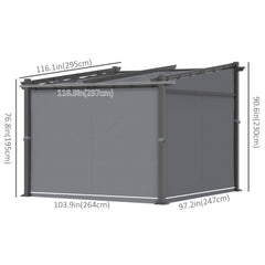 Metal Pergola with Sliding Roof Canopy, Retractable Pergola Canopy, 10' x 10', Beige