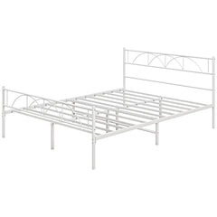 Metal Full Platform Bed Frame with Headboard, Steel Slat Support, Underbed Storage, No Box Spring Needed, Easy Assembly