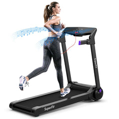 3HP Folding Electric Treadmill Running Machine-Purple