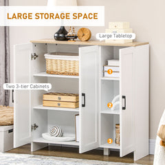 Modern Sideboard Buffet Cabinet, Modern Kitchen Storage Cabinet with 3 Doors Adjustable Shelves, for Dining Room, Black