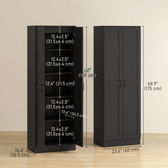 69" Tall Pantry Cabinet with Adjustable Shelves, Modern Kitchen Pantry Cabinet with Soft Close Doors, Black