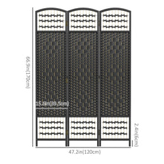 4 Panel Folding Room Divider, Portable Privacy Screen, Wave Fiber Room Partition for Home Office, Black