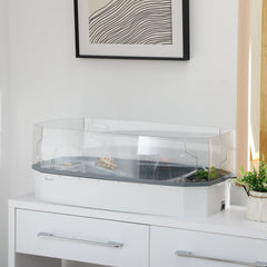 Turtle Tank Kit, Turtle Aquarium with Basking Platform, Water Pump, Filter Layer Design, Reptile Habitat