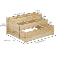 3 Tier Raised Garden Bed with 9 Grow Grids and Bed Liner for Garden, Outdoor to Vegetables, Flowers, Natural