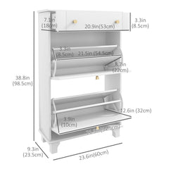 Slim Shoe Storage with 2 Flip Drawers and Adjustable Shelves Shoe Cabinet Organizer for 8 Pair, Black