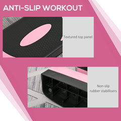Adjustable Aerobic Stepper, Exercise Step Platform, Step Exercise Trainer, Workout Fitness Yoga Risers, 4"-6"-8", Pink
