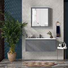 Bathroom Mirror Cabinet, Wall Mounted Medicine Cabinet with Mirror, Double Doors and Adjustable Shelves, White
