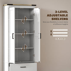 67" Tall Kitchen Pantry Storage Cabinet, Kitchen Pantry Cabinet with Doors, Drawers and Adjustable Shelves, Black