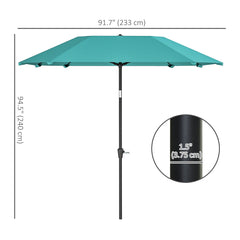 7.6FT Aluminum Patio Umbrella Parasol 8 Ribs Outdoor Market Umbrella with Crank, Push Button Tilt for Deck, Backyard and Lawn, Sky Blue