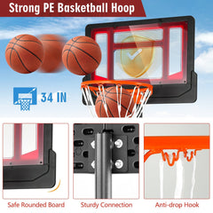 4.3-8.2 FT Portable Basketball Hoop with Adjustable Height and Wheels-Red