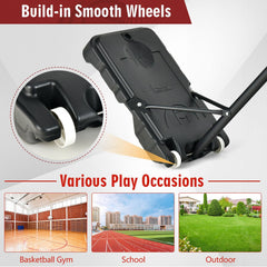 4.3-8.2 FT Portable Basketball Hoop with Adjustable Height and Wheels-Red