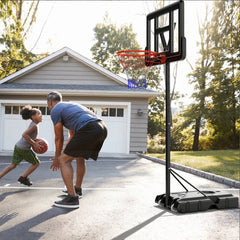 4.4-10 Feet Portable Basketball Hoop Adjustable with 2 Wheels and Fillable Base-Black
