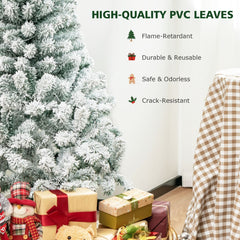 4.5 FT Pre-Lit Snow Flocked Christmas Tree with 295 Hinged Tips and 150 Warm White LEDs