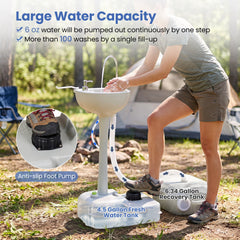 4.5 Gal Wash Basin Stand with 6.34 Gal Recovery Tank and Rolling Wheels