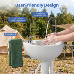 4.5 Gal Wash Basin Stand with 6.34 Gal Recovery Tank and Rolling Wheels