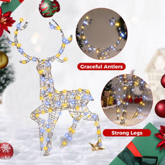4.6 Feet Pre-Lit Christmas Reindeer with 170 Cold and Warm LED Lights