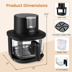 4.5L Glass Air Fryer with Steam Frying Mode-Black