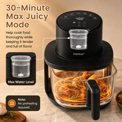 4.5L Glass Air Fryer with Steam Frying Mode-Black