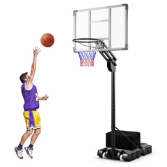 4.9-10 Feet Adjustable Basketball Hoop with Shatterproof Backboard