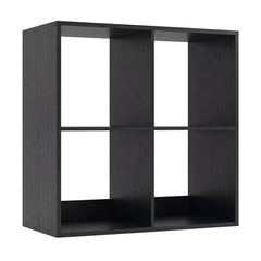 4 Cube Bookshelf with Back Guardrail for Living Room Bedroom-Black