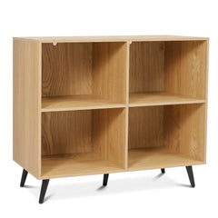 4-Cube Wooden Bookshelf Bookcase with 5 Metal Legs for Home-Natural
