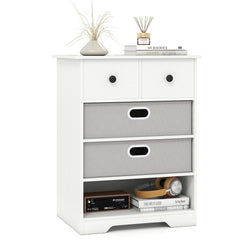 4-Drawer Dresser Modern Chest Storage Organizer with Open Shelves-White