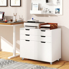 4 Drawer File Cabinet with Wheels for Home Office Organization-White