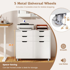 4 Drawer File Cabinet with Wheels for Home Office Organization-White