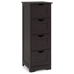 4-Drawer Freestanding Floor Cabinet with Anti-Toppling Device-Dark Brown