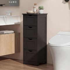 4-Drawer Freestanding Floor Cabinet with Anti-Toppling Device-Dark Brown