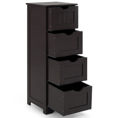 4-Drawer Freestanding Floor Cabinet with Anti-Toppling Device-Dark Brown