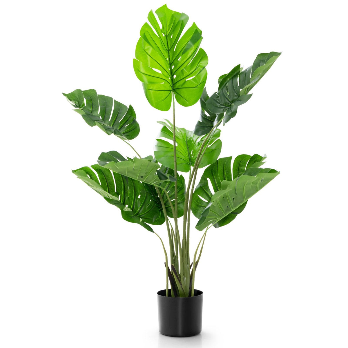 4 Foot Artificial Monstera Deliciosa Tree, 10 PEVA Leaves in a Cement Weighted Pot