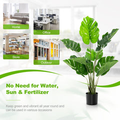 4 Foot Artificial Monstera Deliciosa Tree, 10 PEVA Leaves in a Cement Weighted Pot