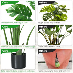 4 Foot Artificial Monstera Deliciosa Tree, 10 PEVA Leaves in a Cement Weighted Pot