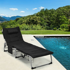 Four Fold Padded Folding Lounge Chair with Removable Mattress and Neck Pillow