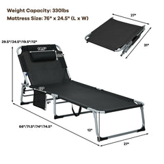 Four Fold Padded Folding Lounge Chair with Removable Mattress and Neck Pillow