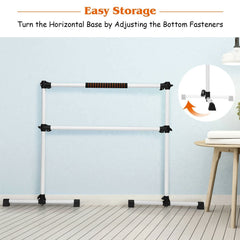 4 Feet Portable Freestanding Stable Construction Pilates Ballet Barre with Double Dance Bar-Gray