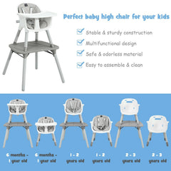 4-in-1 Baby Convertible Toddler Table Chair Set with PU Cushion-Gray