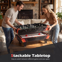 4 in 1 Combo Game Table Set with Billiards-Black