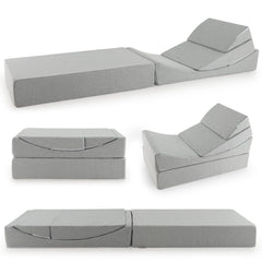 4-in-1 Convertible Folding Sofa Bed with High-Density Foam-Gray