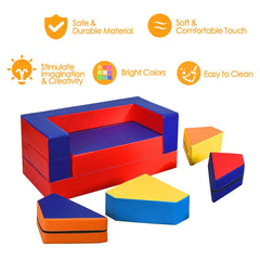 4 in 1 Crawl and Climb Foam Play Set, 6 Shaped Blocks for Toddlers