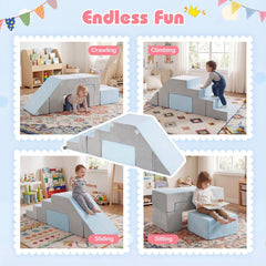 4-in-1 Foam Climbing Blocks Toddler Indoor Climb with Slide-Gray